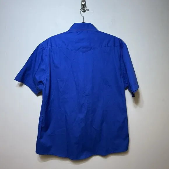 Gioberti Men Shirt Pearl Snap Size L Blue Short Sleeve Western Rodeo - Picture 3 of 4